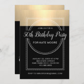 メタリックプラチナゴールド 50歳の誕生日パーティー 招待状 (正面/裏面)