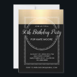 メタリックプラチナ金ゴールド50th Birthday Party 招待状<br><div class="desc">白モダン文字の書体で黒にメタリックプラチナ金ゴールドをフィーチャーした50th誕生日パーティーの招待。年齢カスタマイズの誕生日に適した！グラマーのtouchを招待状に追加。</div>