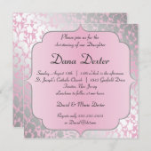 メタリックベビーピンクバプティスマ招待状 招待状 (正面/裏面)