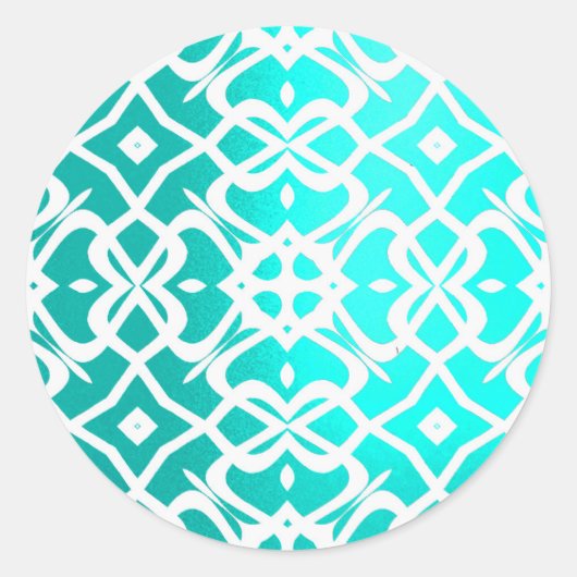 メタリックベビーブルーXレースパターンシール ラウンドシール (正面)