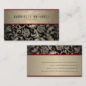メタリックベージュ及びブラックダマスクデザイン2 名刺 (正面/裏面)