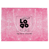 メタリックホットピンクグリッターロゴ紙ショッピングバッグ ラージペーパーバッグ (裏面)