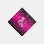 メタリックホットピンクスターライトデザイン スタンダードカクテルナプキン (角)