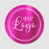メタリックホットピンク円形ロゴ 名札 (正面)