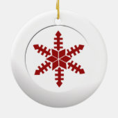 メタリックホワイトサークルとレッドスノーフレーク セラミックオーナメント (裏面)