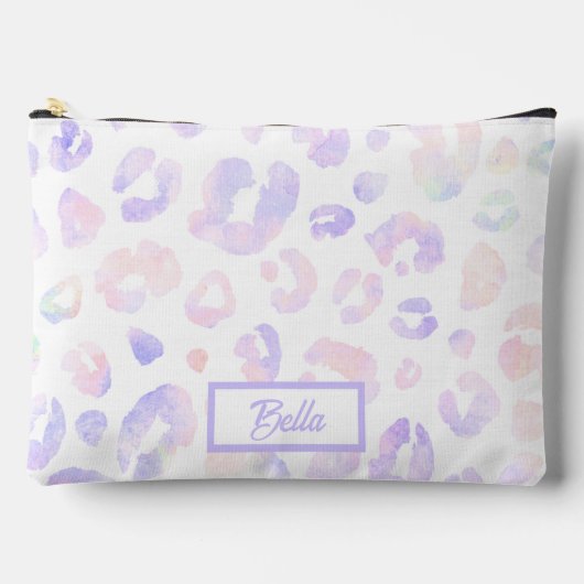 メタリックホワイトヒョウ模様 アクセサリーポーチ (正面)