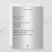 メタリックホワイトフォトフレームクロスバプテスムブルー 招待状 (裏面)