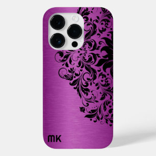 メタリックマルーンレッドテクスチャブラックレース&文字 Case-Mate iPhone 14 PROケース