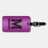 メタリックマルーン赤テクスチャカスタム文字 ラゲッジタグ (正面横)