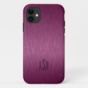 メタリックマルーン赤ブラシ仕上げアルミルック iPhone 11 ケース