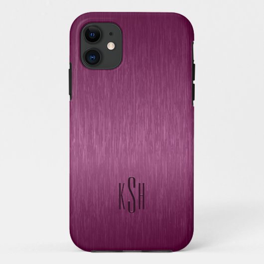 メタリックマルーン赤ブラシ仕上げアルミルック Case-Mate iPhoneケース (裏面)