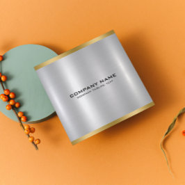 メタリックミニマルシルバー金ゴールドアクセント スクエア名刺