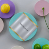 メタリックミニマルシルバー金ゴールドアクセント スクエア名刺