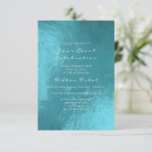 メタリックミニマルティファニー海ブルーアクアガラス 招待状 (スタンド正面)