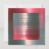 メタリックミニマルピンクレッドシルバーバースデーパーティー 招待状 (正面)