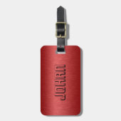 メタリックミニマルレッドブラッシュアルミルック ラゲッジタグ (正面縦)