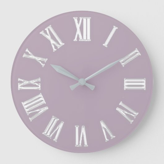 メタリックミニマルローマ数字シルバーグレー ラージ壁時計 (正面)