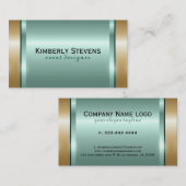 メタリックミントグリーンおよび金ゴールド 名刺 (正面/裏面)
