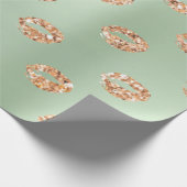 メタリックミントグリーンティファニー3Dバラ金ゴールド銅 ラッピングペーパー (角)