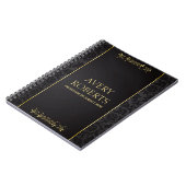 メタリックモダンエレガントフローラブラック金ゴールド ノートブック (左側)