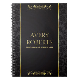 メタリックモダンエレガントフローラブラック金ゴールド ノートブック