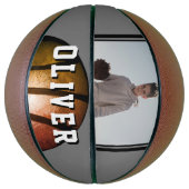 メタリックモダンオレンジの名前フォトバスケットボール バスケットボール (縦)