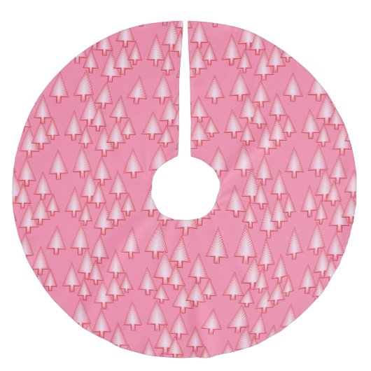 メタリックモダンクリスマスツリー – コーラルピンク ブラッシュドポリエステルツリースカート (正面)