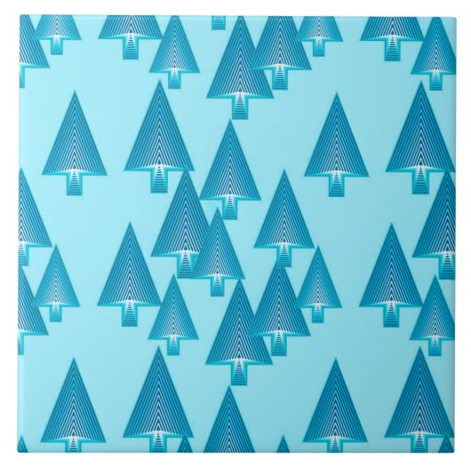 メタリックモダンクリスマスツリー – スカイブルー タイル (正面)