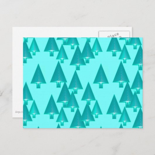 メタリックモダンクリスマスツリー – ターコイズ シーズンポストカード (正面/裏面)