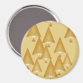 メタリックモダンクリスマスツリー – 黄色の金ゴールド マグネット (正面/裏面)