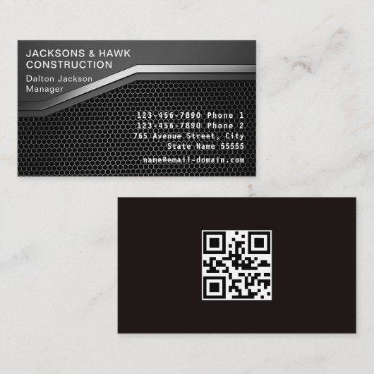 メタリックモダンシルバールックシンプル建築 名刺 (正面/裏面)