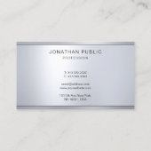 メタリックモダンシルバールッシンプルククールエレガント 名刺 (裏面)