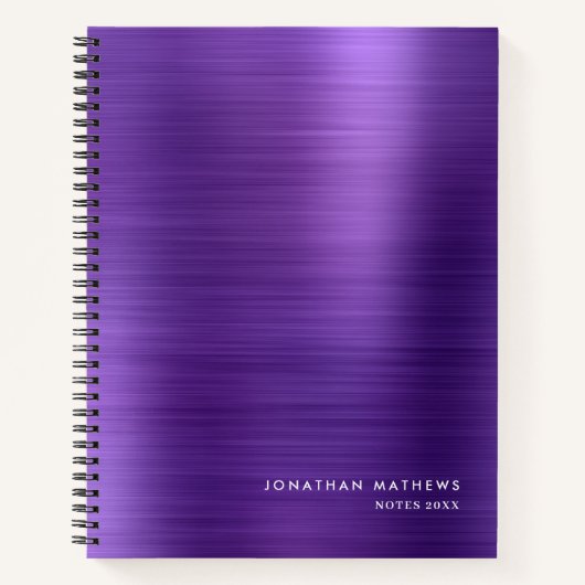 メタリックモダンシンプルブラシ付き紫 ノートブック (正面)