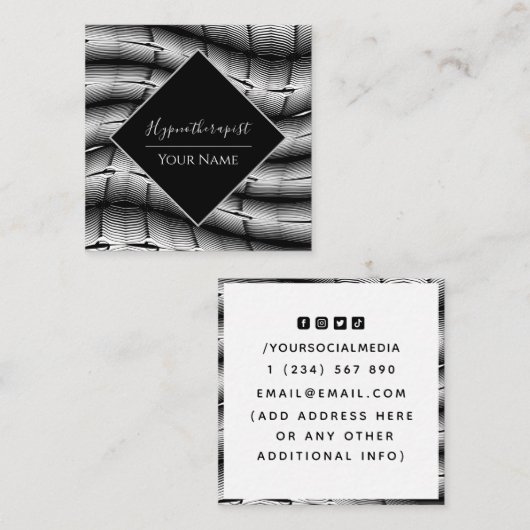 メタリックモダンソーシャルメディアブラック スクエア名刺 (正面/裏面)