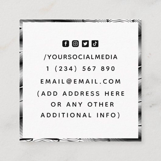 メタリックモダンソーシャルメディアブラック スクエア名刺 (裏面)