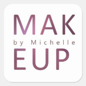 メタリックモダンタイポグラフィメイクアップアーティストモノグラム スクエアシール (正面)