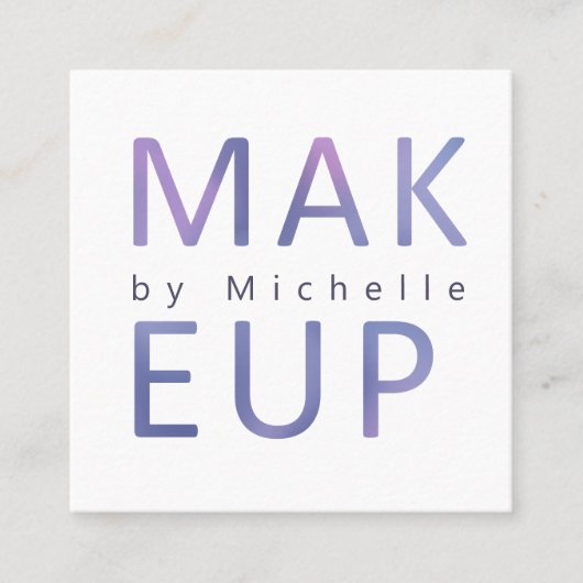 メタリックモダンタイポグラフィメイクアップアーティスト スクエア名刺 (正面)