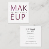 メタリックモダンタイポグラフィメイクアップアーティスト スクエア名刺 (正面/裏面)