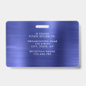 メタリックモダンネイビーブルー会社の写真ID バッジ (裏面)
