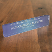 メタリックモダンネイビーブルー名ジョブのタイトル デスクネームプレート (側面)
