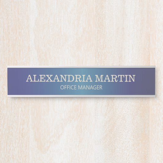 メタリックモダンネイビーブルー名ジョブタイトルドアの看板 サインプレート (正面)