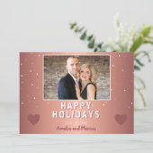 メタリックモダンハートスノーフレーク写真クリスマス (スタンド正面)