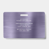 メタリックモダンパープル会社の写真ID バッジ (裏面)