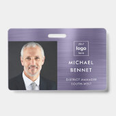 メタリックモダンパープル会社の写真ID バッジ (正面)