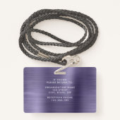 メタリックモダンパープル会社の写真ID バッジ (裏面ランヤード)