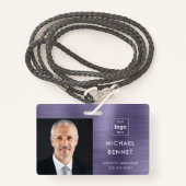 メタリックモダンパープル会社の写真ID バッジ (正面ランヤード)