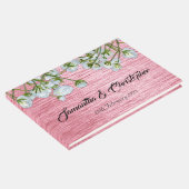 メタリックモダンピンクと白のバラ結婚ズ ゲストブック (コーナー)