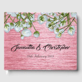 メタリックモダンピンクと白のバラ結婚ズ ゲストブック (正面)