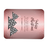 メタリックモダンピンクのクリスマスツリー マグネット (横)