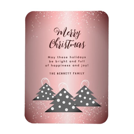 メタリックモダンピンクのクリスマスツリー マグネット (縦)